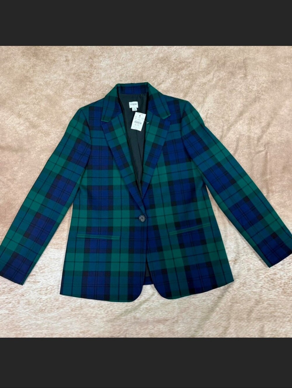NWT J. Crew Green & Navy Plaid Single-Button Blazer